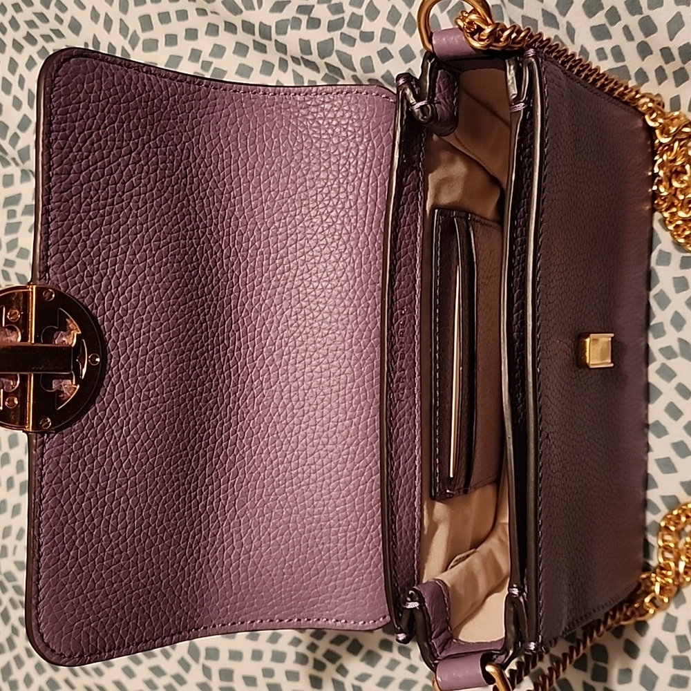Tory Burch Olivia Pebbled Purple Leather Bag - Picture 7 of 9